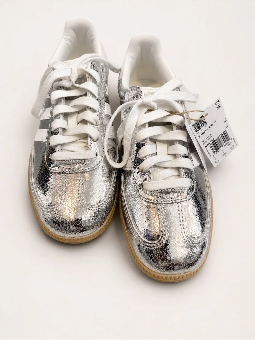 NWT Adidas Samba OG Silver Metallic Women’s 8.5 JR0035